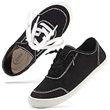 ZYEN Arch Support Shoes for Women – Canvas Casual Sneakers Low Top, Orthopedic Walking Shoes Women, Non Slip Fashion Sneakers Outdoor 8830 Black 40