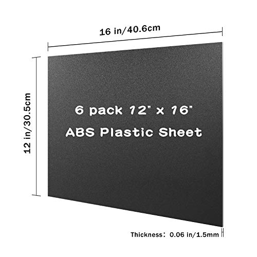Image of Zuvas Black ABS Plastic Sheet 12 inch x 16 inch x 0.06 inch 6 Pack, Flexible Than Plexiglass Sheet, Moldable Than Acrylic Sheet, DIY Materials for Home Decor, Handcrafts (Matte & Textured Finish)