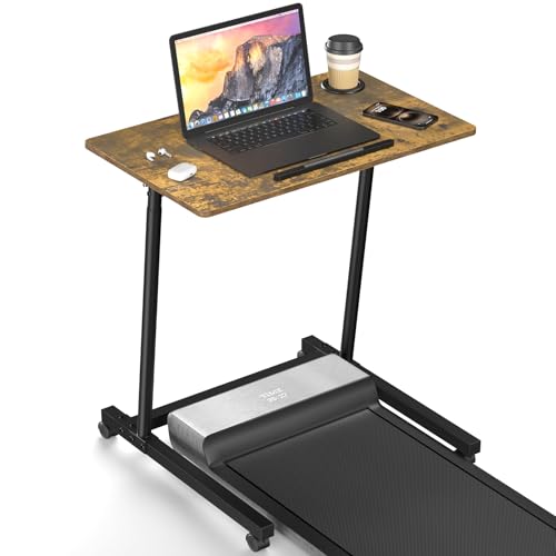 Eocnrhe Treadmill Desk, Mobile Small Standing Desk with Wheels for Walking Pad, Portable Table for Laptop, Rolling Table Adjustable Height, Bedside Table,Brown 1 Eocnrhe Treadmill Desk, Mobile Small Standing Desk with Wheels for Walking Pad, Portable Table for Laptop, Rolling Table Adjustable Height, Bedside Table,Brown