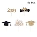 Produktbild Amosfun 60 STÜCKE Graduation Cupcake Toppers 2019 Mini Abschlussfeier Kuchen Dekorationen Doktor Hut Diplom Klasse von 2019 Congrats Grad Mitbringsel Lieferungen