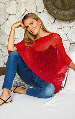 Image of SHU-SHI Womens Sheer Knit Poncho Shrug Lightweight Cover Up One Size Fits Most