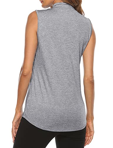 Tanst Sky Tennis Shirts for Women Dry Fit, Women\'s Loose Golf Tops Ladies Round Collar Stretchy Lounging Jogging Walking Activewear Zip Up Trendy Running Yoga Tunics Grey X-Large
