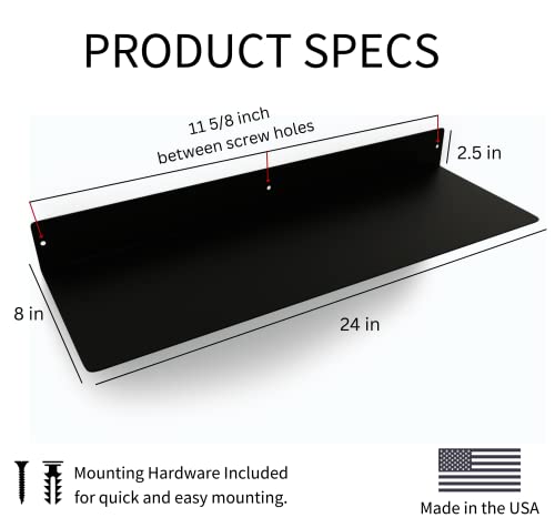 Diy Cartel Made In Usa Linear Floating Shelf - Steel/Metal - Professionally Powder Coated - Industrial Heavy Duty Wall Mounted Modern Rustic Shelf Ledge (24-In X 8-In Powder Coated Matte Black) #TOP2