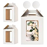 Hzzycaxli Tall Cake Boxes with 4 windows and Cake Boards,12x12x14 Inch Large Tiered Cake Box,Durable White Bakery Box Disposable Cake Containers Cake Boxes-2pack