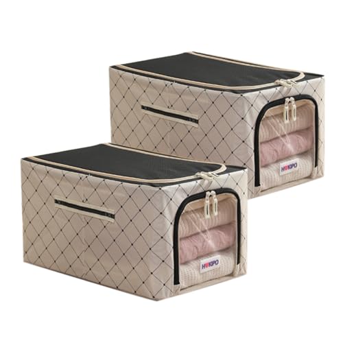 Image of HOKIPO 600D Oxford Fabric Cloth Organizer for Storage, Ivory Noir - Medium Pack of 2 (AR-6488-BLK*2)