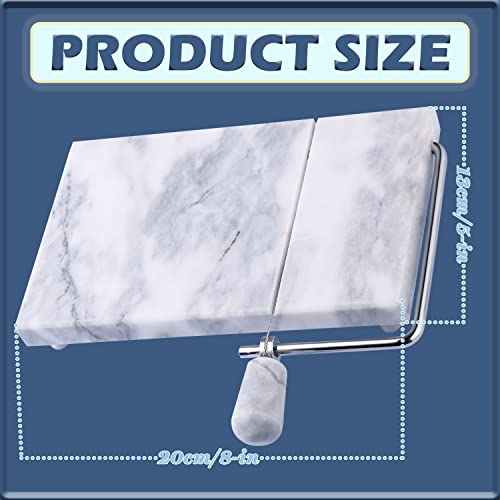 Siparui Cheese Slicer, Cheese Cutter Heavy Duty 5" X 8", Polished Marble Cheese Slicer Board For Cut Block Cheeses, Butter, Meats, Other Appetizers (White Grey) #TOP1