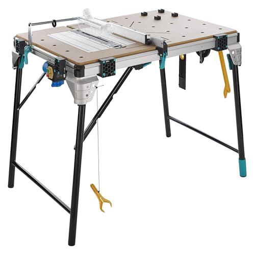 wolfcraft Master Cut 2600 - multifunktionaler mobiler Maschinentisch für Tischkreissäge, Stichsäge, Kapp- und Gehrungssäge, Arbeitsstation, Fräste und geführte Handkreissäge - klappbar - 6918000