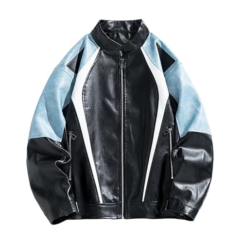 ジャケット・アウター blurred clothing LEATHER SPORTS JACKET Men's Varsity Jacket Motorcycle Leather Jacket Fashion Color