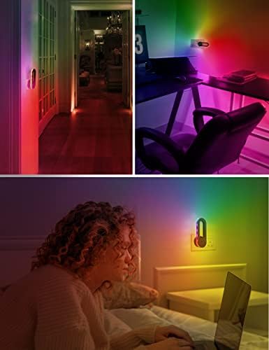 Kids Night Light Plug in, LOHAS Colour Changing Night Lights, 180°Rotation RGB Colour Chasing Night Light, Dusk to Dawn Sensor Nightnight for Gaming Room, Kids Room, Gifts, Christmas, Party, 1 Pack