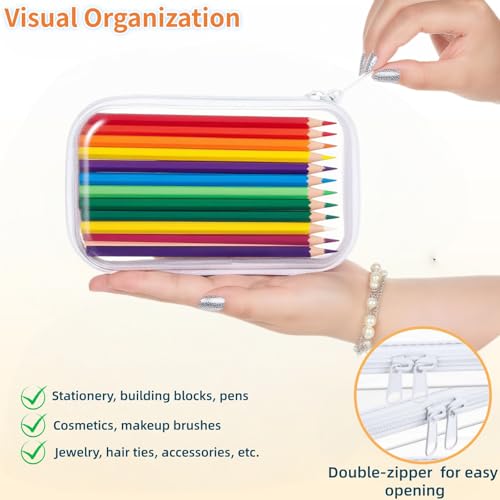 Image of Thickened Clear Hard Shell Zipper Case,Toiletry Pouch, Travel Organizer, Cosmetic Bag, Toy Storage Bins,Storage box(2M+4S)