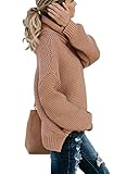 Mujeres De Cuello Alto Sweatershirts Pullover Loose Jersey De Punto Color Sólido Manga Larga Pullover Rosa de Goma M