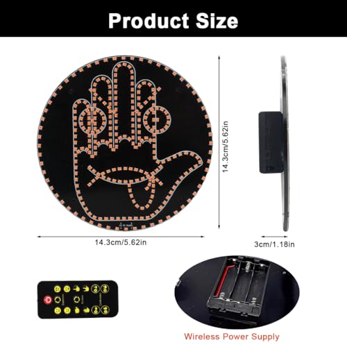 Image of STHIRA Car Rear Windshield Window Light with Remote Control for Creative Smiley Face and Hand Gesture LED Decorative Display, 8 Visual Patterns, USB-C Plug and Go, Battery Operated (No Battery
