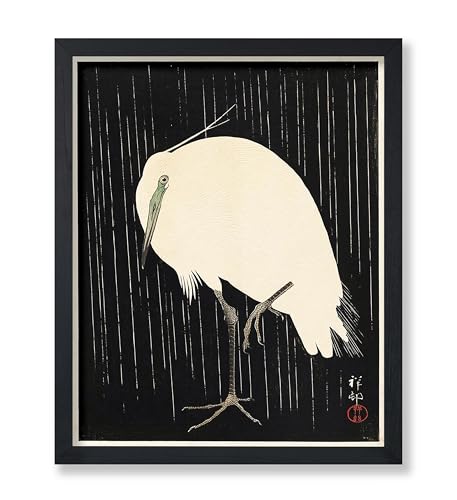 Poster Master Heron Standing in the Rain Poster - White