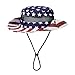 Durio Outdoor Kids Sun Hat UPF50+ Sun Protection Kids Bucket Hat Wide Brim Fishing Beach Hiking Safari Hats for Boys Girls American Flag 5-13 Years