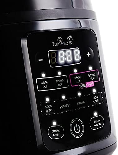 Bild 5 - Yum Asia Kumo YumCarb Reiskocher mit Keramikschale und fortschrittlicher Fuzzy-Logik (5,5 Tassen, 1 Liter), 5 Reiskochfunktionen, 3 Multicooker-Funktionen, 220-240V EU (Dunkler Edelstahl)