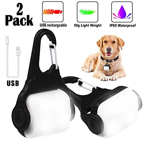 Derlights Dog Light with USB Rechargeable,Clip-On Dog Collar Light, IP65 Waterproof Led Safety
