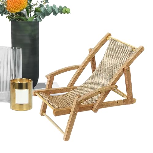 Miniature Beach Chair - Wooden Lounger Model, Tiny doll- house Furniture Decor | Decorative Mini Chair for Bookshelf
