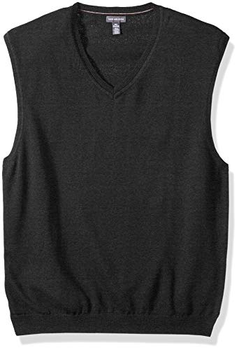 Van Heusen Men's Solid Sweater Vest 12GG, Black Heather Legacy, Small
