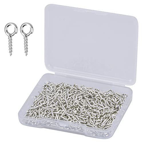 300 Stk Schraubösen, 10 mm Auge Schrauben, Mini Durch Haken, Ösenschrauben, Kleine Schrauben Ösen für DIY Bastelprojekte Schmuckherstellung Heimdekoration - Silber Cover