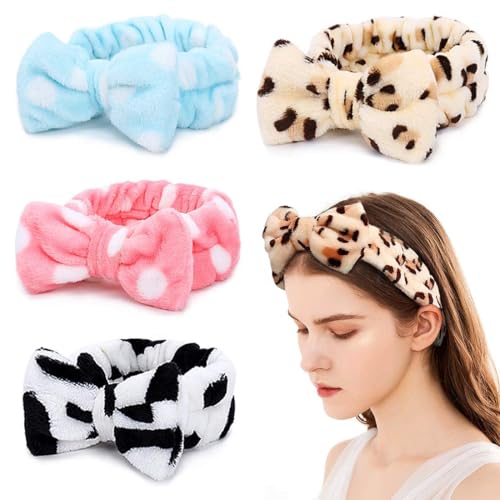 CATOR 4 Stück haarband kosmetik, Kosmetik Haarband Spa Bowknot Haarbänder Spa Gesicht Stirnband für Damen Elastisch Korallenvlies Haarband Schminken für Gesicht Waschen Yoga CATOR 4 Stück haarband kosmetik, Kosmetik Haarband Spa Bowknot Haarbänder Spa Gesicht Stirnband für Damen Elastisch Korallenvlies Haarband Schminken für Gesicht Waschen Yoga