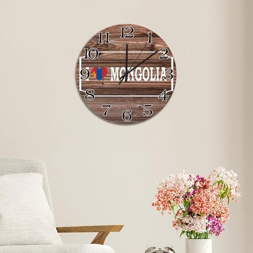 Horloge murale drapeau Mongolie en bois idée cadeau de voyage - 6