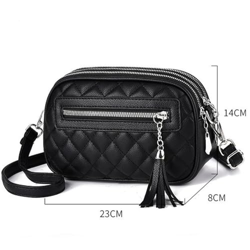 Quilted Crossbody Bag for Women Vegan Leather Handbags Shoulder Purse with Tassel Multi Pocket Purses2