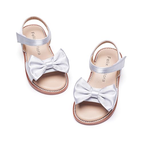 Image of Felix & Flora Toddler Girl Sandals - Little Girl Easter Dress Shoes Lightweight Open Toe Beach Holiday Flats