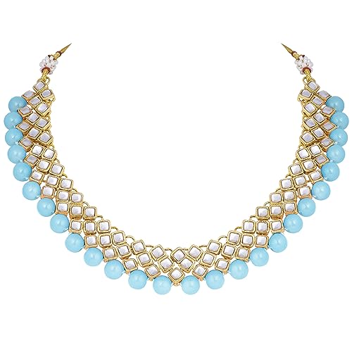 Image of Peora Kundan Faux Pearl Necklace & Jewelry Set Gift for Women