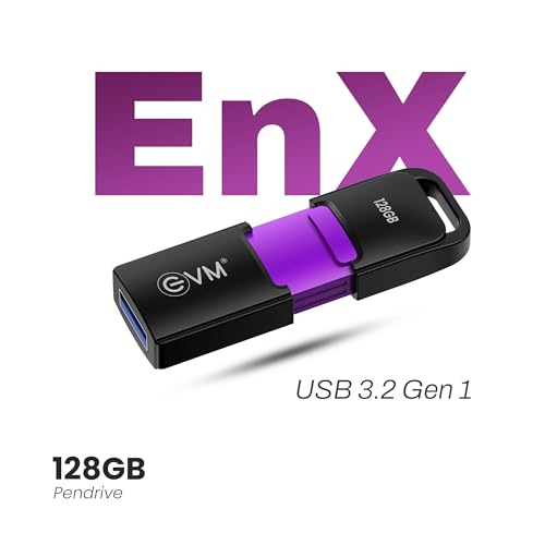 Image of EVM EnX 128GB USB 3.2 Gen 1 Flash Drive | Exceptional 120MB /s Read| Sturdy Premium Metal Body | Convenient Integrated Key Loop | Laptop Desktop Smart TV Car Stereo | 10 Years Warranty (ENX /128GB)