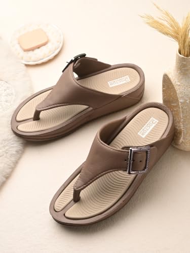 Image of DOCTOR HEALTH SUPER SOFT Women's Orthopedic Toe Ring Sandals | Adjustable Buckle Comfort Flip Flops | Soft Cushioned Lightweight Anti-Skid Everyday Wear Slippers for Women