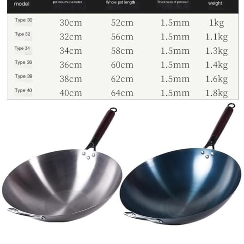 Wok de Acero Inoxidable 34 cm Fondo Redondo Sin Recubrimiento miniatura 5