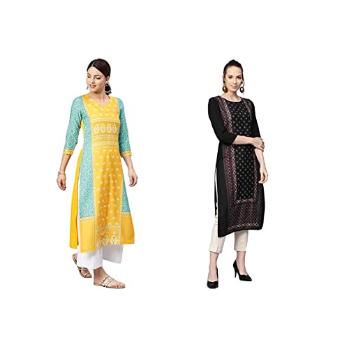 Image of Vaamsi Women's Poly Crepe a-line Kurta (VPK1583 S Multicoloured Small)