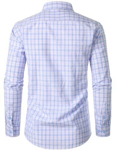 Men's Transitional Weather Slim Fit Long Sleeve Button Down Shirt Business Casual Dress Shirts with Pocket3