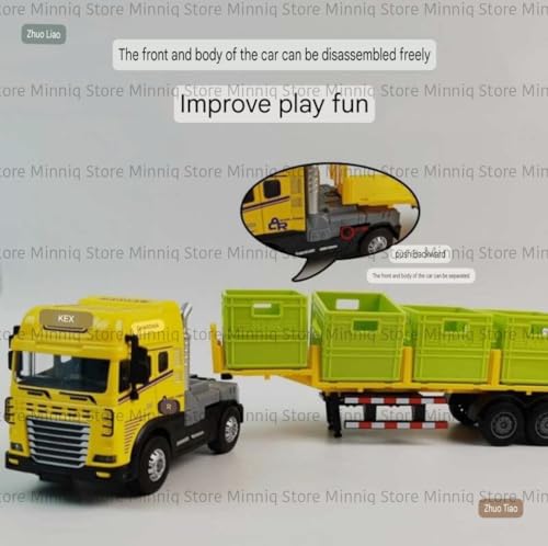 Image of Storage Basket Transport with Lights and Sounds Friction Powered Trailer Diecast Truck Toy for Kids [Pack of 1] (Storage Basket Transport Truck)