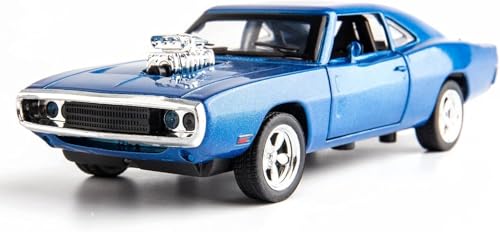 Image of Invite Enterprise Scale 1:24 Dodge Charge F7 - Blue Alloy Diecast Pullback Metal Car Toy with Sound Light & Opening Doors - Great Gift Toy for Kids