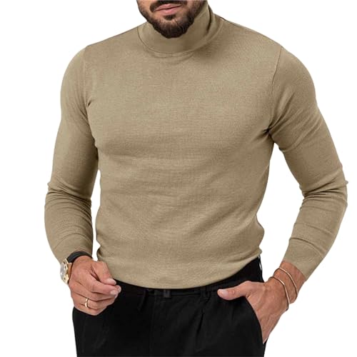 Men's Slim Fit Mock Turtleneck Pullover Sweaters Casual Basic Lightweight Knitted Tops Long Sleeves for Everyday