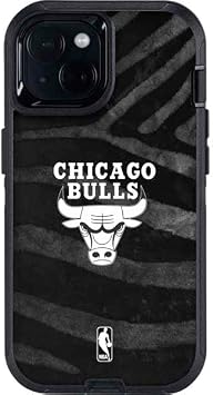 Skinit Decal Phone Skin Compatible with OtterBox Defender iPhone 13 - Officially Licensed NBA Chicago Bulls Black Animal Print Design