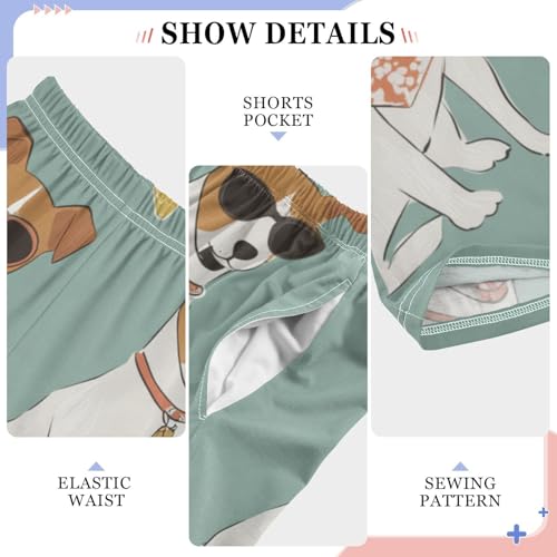 Jack Russell Dog with Hats Boys Long Pants Soft Trousers Elastic Waist Kids Lounge Bottoms with Pockets S-XL4