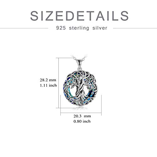 Toupop Tree Of Life Urn Necklace For Ashes Sterling Silver Cremation Necklace Memorial Keepsake Locket With Blue Circle Crystal W/Funnel Filler Cremation Jewelry Gifts For Women Girls #TOP3