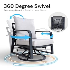 Outdoor Aluminum Patio Furniture Set 4 Piece Swivel Rocking Chairs All Weather Outdoor Aluminum Sofa Patio Bistro Set for Patio Porch DeckSilver Gray
