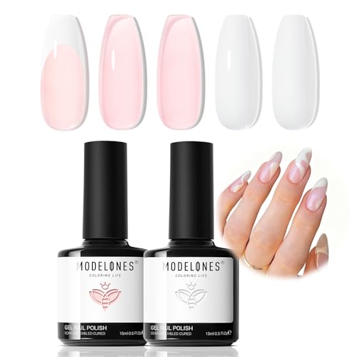 modelones Gel Nail Polish Set 2 Pcs 15ml French Manicure