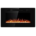 JAMFLY Electric Fireplace Wall Mounted 60 Inch Insert 3.86 Inch Super Thin Electric Fireplace Recessed Fit for 2 x 6 and 2 x 4 Stud Adjustable 12 Flame LED Bed Colors Remote Control with Touch Screen
