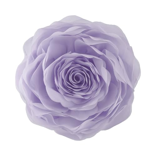 Image of JWH 3D Flower Throw Pillow Covers Aesthetic Decorative Stereo Floral Accent Pillow Cases Round Cushion Rose Pillowcase for Bedroom Bed Couch Chair Car 12 Inch Light Purple