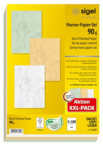 Papier marbré SIGEL contre les impressions ternes lot A4 300 feuilles