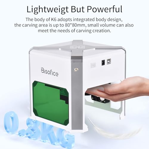 Bisofice YVF5648192492054YR K6 Mini 3000Mw Laser Engraving Machine With 0.05Mm Accuracy, 80X80Mm Small Laser Engraver Bt Wireless Control Cutter Engraver Tool Offline Engraving thumb #4
