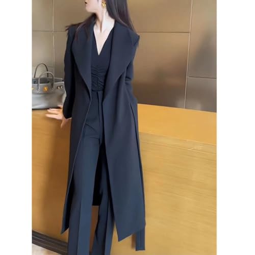 Ensemble veste longue et pantalon style smoking décontracté haut de gamme - 2