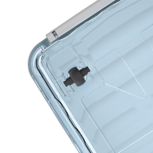 Cetomo 35L*3 Cajas de Almacenamiento con Tapas, Contenedores de Plástico con Ruedas, Clip On, Apilables, Encajables, Organizador Rayado para Oficina en Casa, Azul Claro, 35L-3 Pack - imagen 5