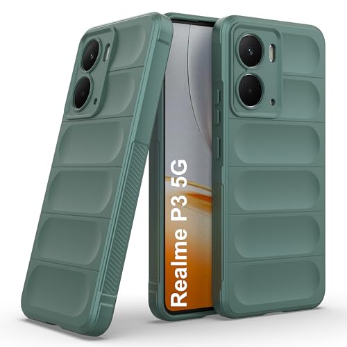 Image of amazon basics Back Case Cover for Realme P3 5G | Compatible for Realme P3 5G Back Cover | Liquid Silicon Magic Case with Camera Protection | Dark Green
