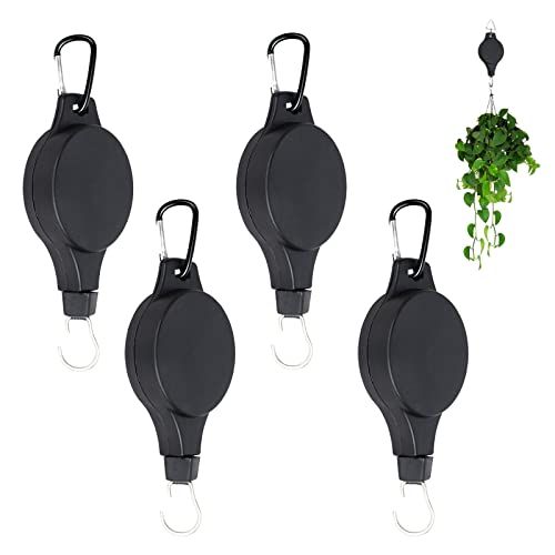 YEJAHY 4er-Pack Pflanzenaufhänger mit Riemenscheibe, einziehbare...