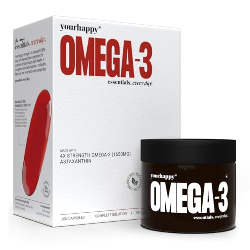 YourHappyLife Omega 3 Fish Oil Supplement 1650 mg Capsules 4X Strength with Astaxanthin for Men & Wo...